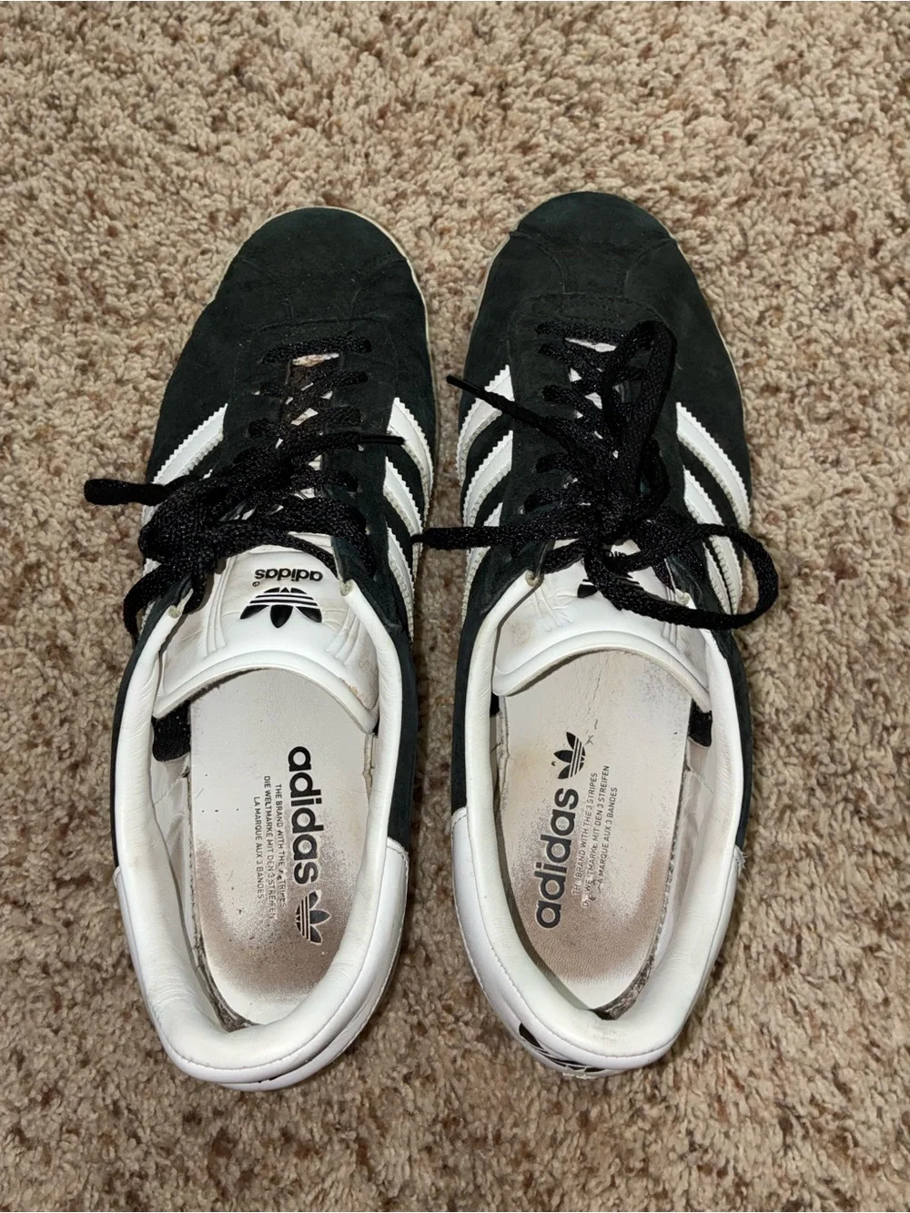 adidas Black Suede Sneakers with White Stripes